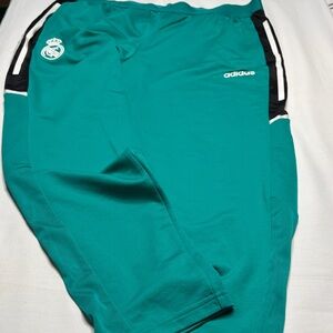 Adidas Green Track Pants with Black and White Accents